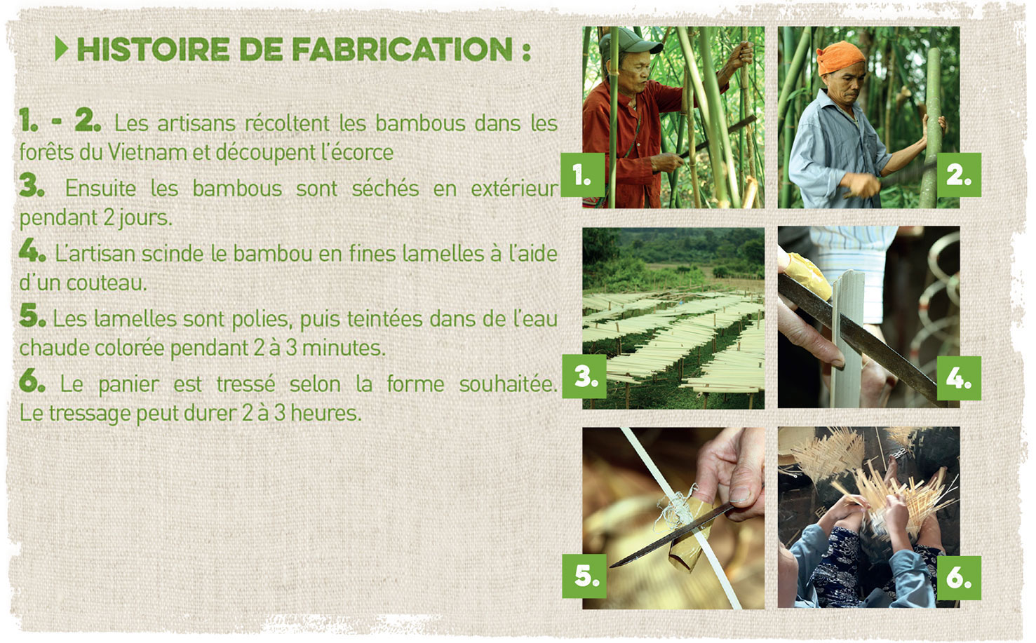fabrication de la corbeille en bambou