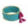 bracelet perles turquoises pompon