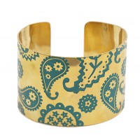 bracelet-manchette-doré-vert-motif-bijou-artisanal-equitable-artisans-du-monde