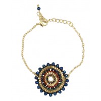 bracelet-laiton-doré-perles-verre-multicolore-rond-parure-artisanal-bijou-equitable-artisans-du-monde