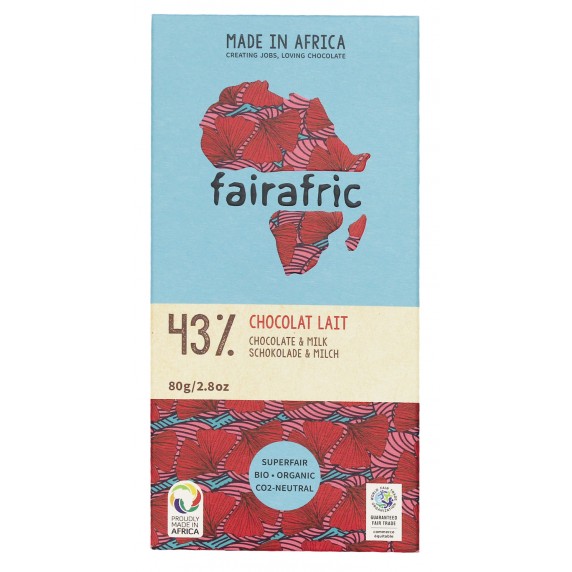Chocolat au lait 43% bio FAIRAFRIC 80g