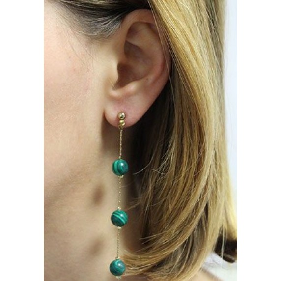 Boucles d'oreilles pendantes vertes éthiques 