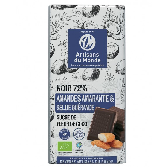 tablette chocolat amarante sel amandes bio equitable 