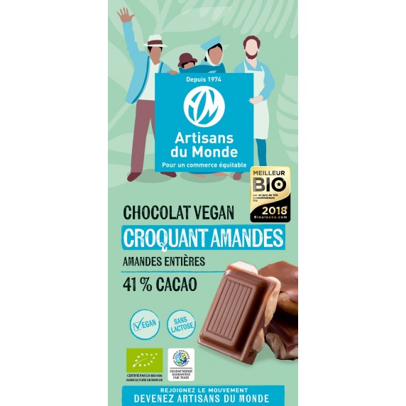 Chocolat croquant amandes vegan Bio100g