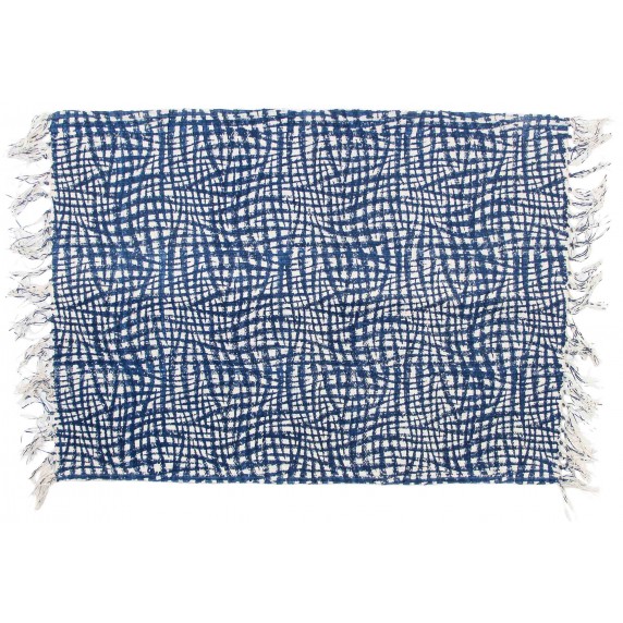 tapis coton bleu blanc equitable 