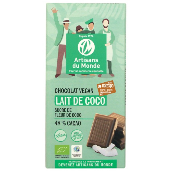 Choc bio Vegan Lait de coco 100g - Artisans du monde